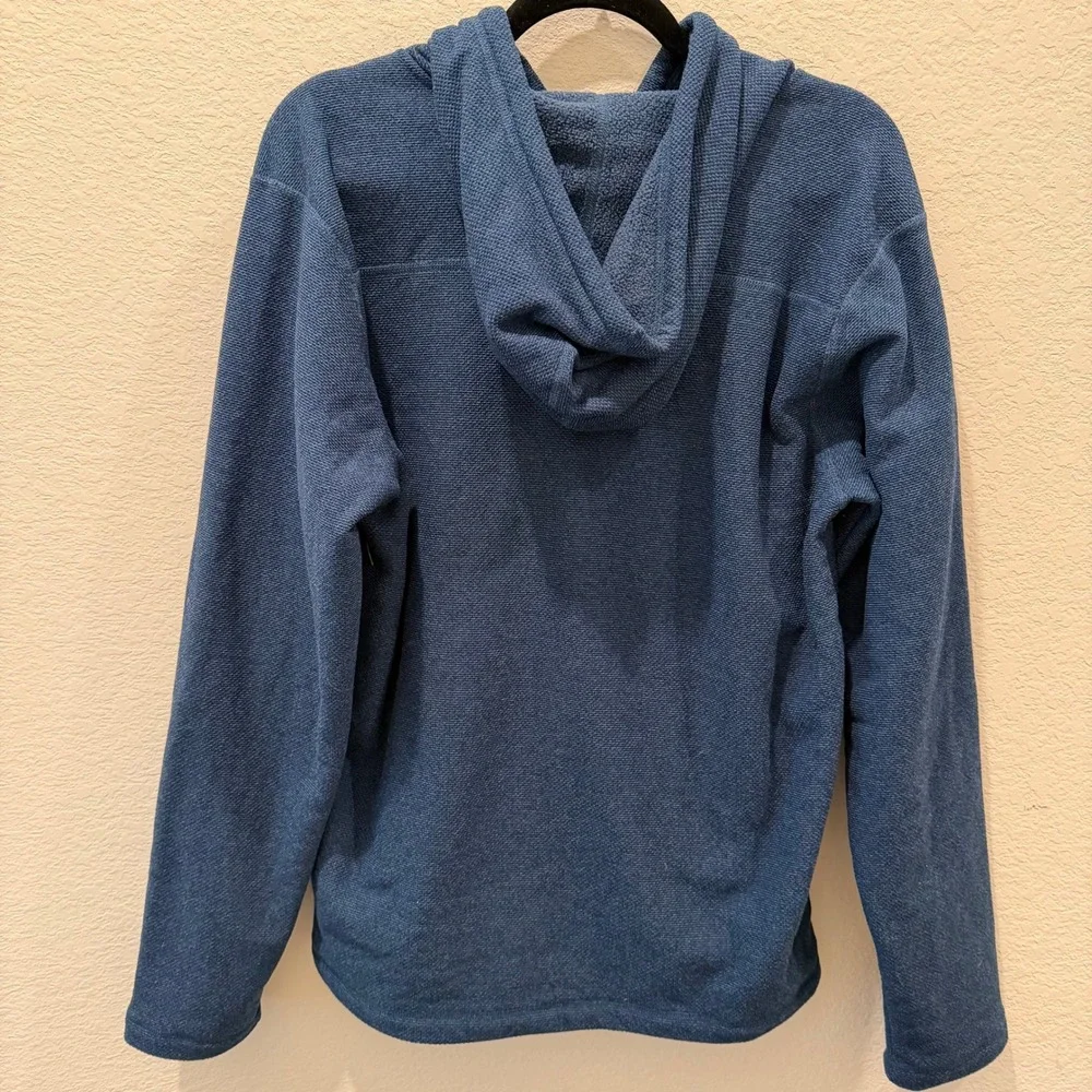 The North Face Mens Blue Textured Fleece Quarter Zip Hoodie Medium